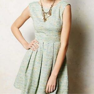 Paper Crown Green Anthropologie Parkside Pleated  Mini Dress S BRAND NEW W TAGS